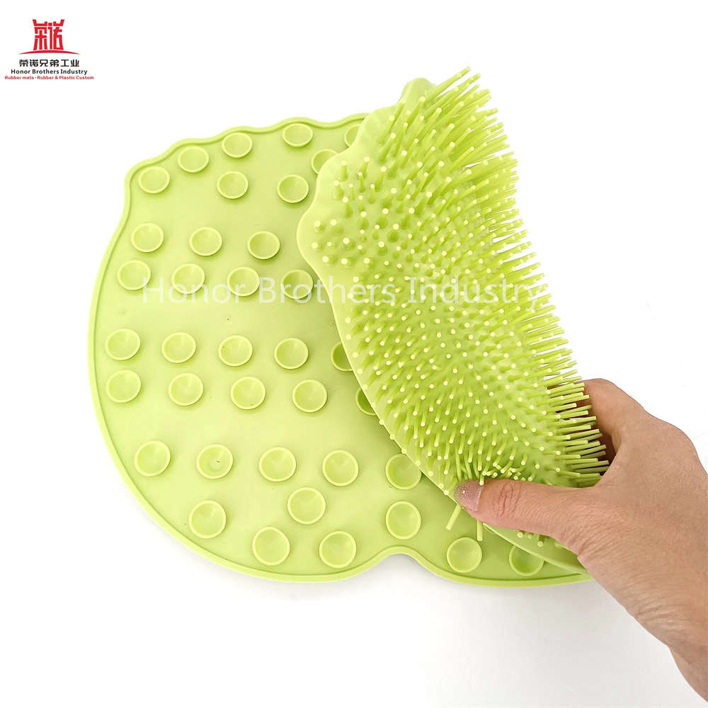 Non-Slip Cleaner Silicone Bath Massage Mat Back Foot Scrubber with Suction Cups