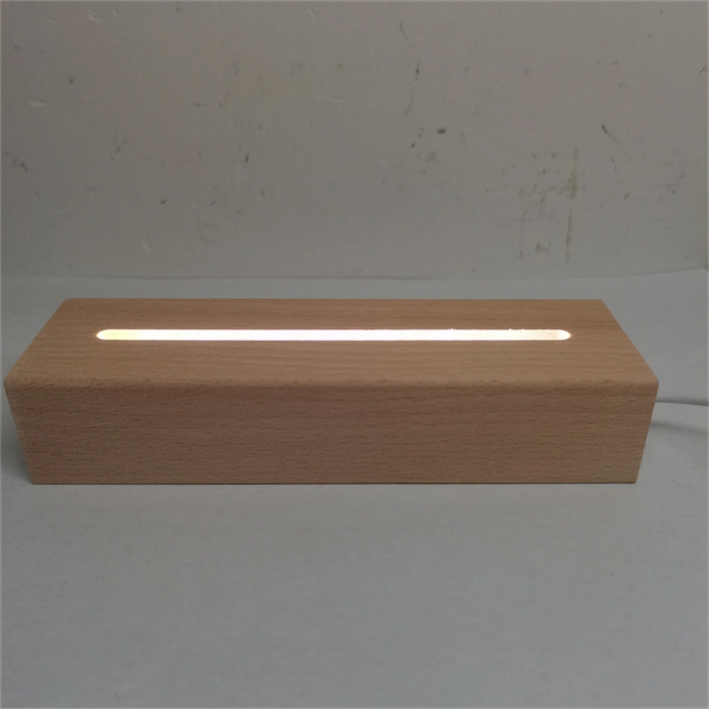 Creative Solid Luminous USB Switch Night Light Base 3D Acrylic Lamp LED Wooden Base Wood LED Light Bases for Decoration