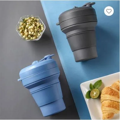 Spot Outdoor Travel Water Cup Dark-Colored Silicone Tea Leaking Foldable Water Cup Silicone Flexible Tea Set