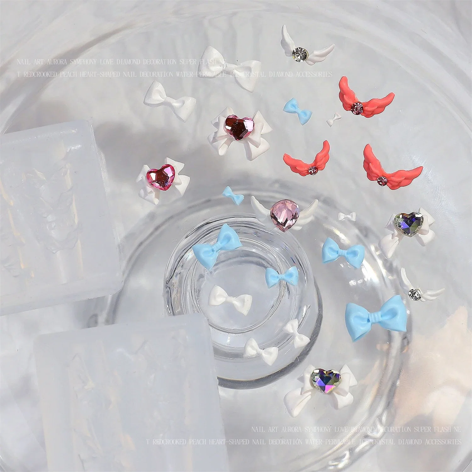 Moule d'Ongles Heart-Shaped Butterfly Charms Diamond DIY Sailor Moon Silicone allégement tridimensionnelles des fleurs de sculpture sur l'outil de décoration