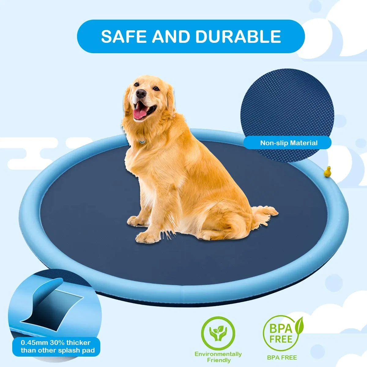 Splash Sprinkler Pad for Dogs - 59" Thicken Dogs Pet Swimming Pool Bathtub, Summer Backyard Playset & Water Toys, Gift for Dogs (59&ldquo;)