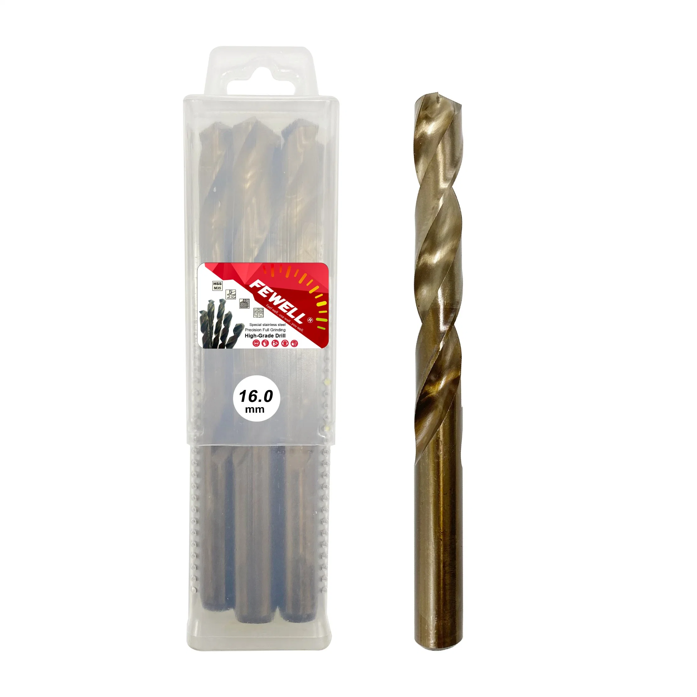 M35 16mm Cobalt High Speed Steel Straight Shank HSS Twist Drill Bits for Drilling Metal Iron Aluminum