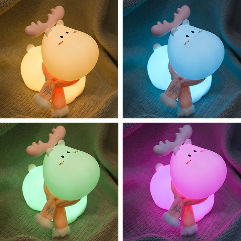 Rechargeable Silicone Touch LED Cute Deer Kids Night Light Christmas Gift