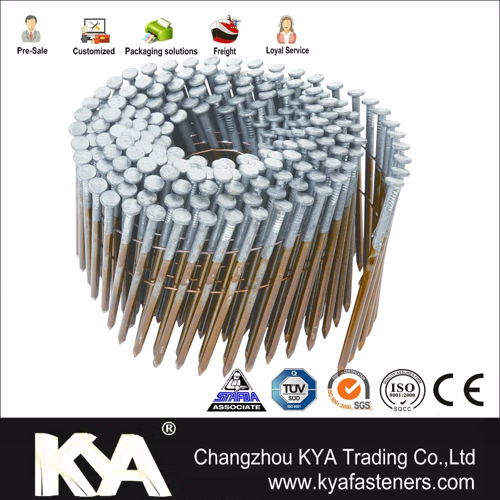 15 Degree Hot DIP Zinc Smooth Shank Wire Collated Coil Nails