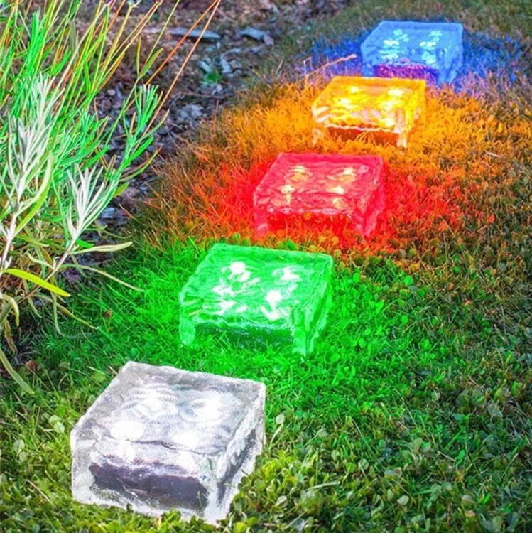 LED Impermeable IP67 de la luz de cristal esmerilado Solar-Powered Patio exterior Lámpara de luz destellante