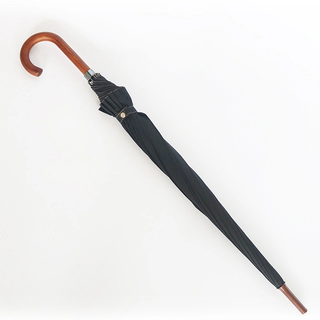 High quality/High cost performance  Commercial Man Straight 12 Ribs Automatic Umbrella Wooden Handle