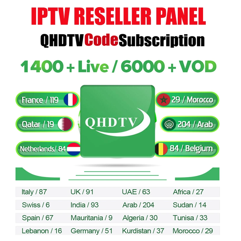 Leadcool Qhdtv Panel de distribuidores Francés Árabe Canales IPTV Argelia Marruecos España European Live TV m3u Code Qhdtv 1 años de suscripción Lxtream