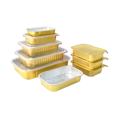 Aluminium Container Papier Tray Verpackung Lieferant für Zigarette Golden Color Lebensmittelbehälter Einweg Mittagessen Aluminium Folienbox