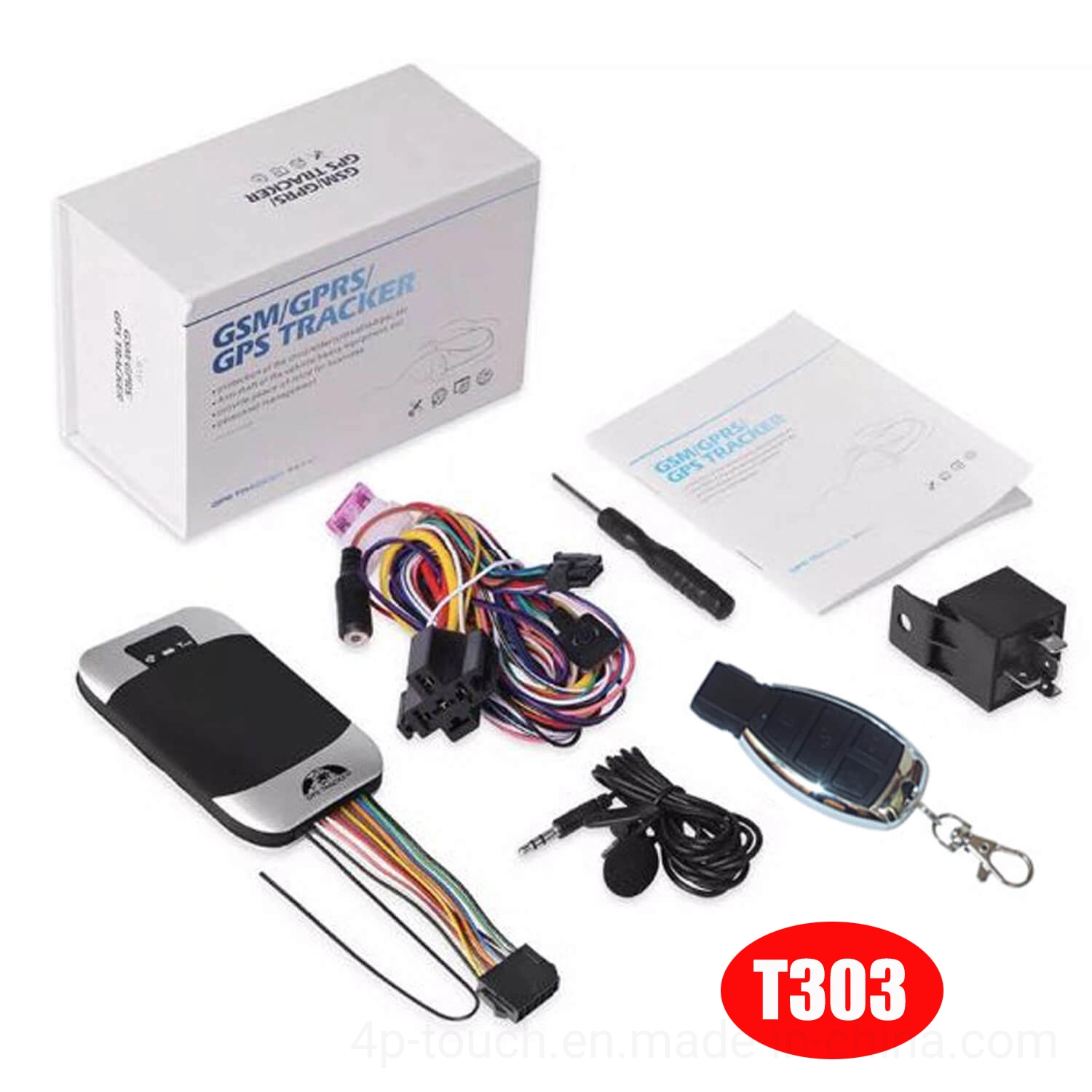 Imperméable IP67 2G GSM Système de suivi GPS du véhicule Tracker avec télécommande coupé moteur essence T303