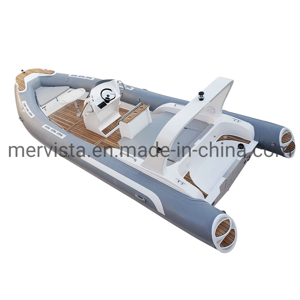 25ft Rib 760 Alto rendimiento estilo Policía Crucero Fibreglass Rib Bote de pesca inflable