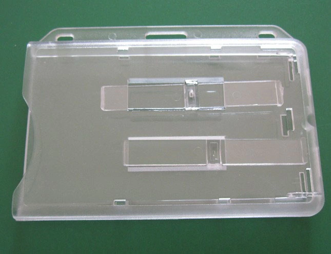 Slider Frosted Polycarbonate Access Card Holder, Frosted Horizontal Rigid 2-Card Dispenser with Red Extractor Slides