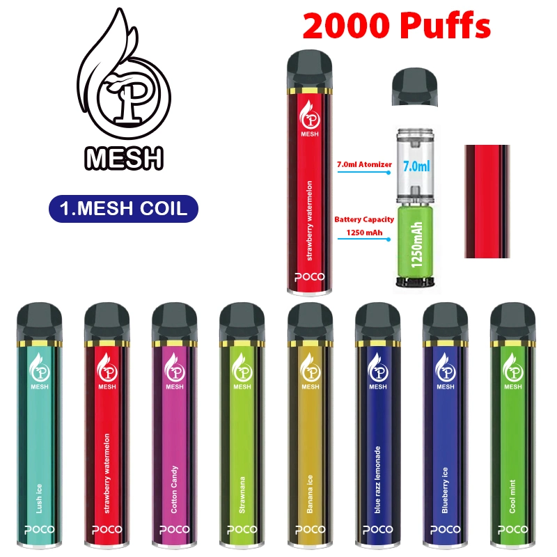 Personalizar el logotipo original de fábrica de 2000 Mayorista Puff Cigarrillo Electrónico Desechable de 7.0ml Vape Pen