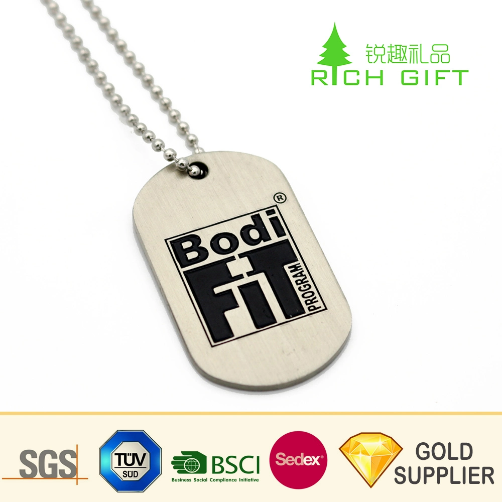 Promotional Custom Engraved Logo Stainless Steel Military Metal Dog Tag Blank Printed Key Enamel Identity Aluminum Necklace Name Pet ID Tag for Promotion Gift