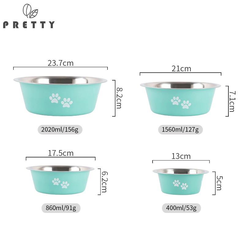 Wholesale/Supplier Pet Supply Products Accessories Dog Food Container Dish Plate Spray Paint Process Stainless Steel Pet Bowl Feeder