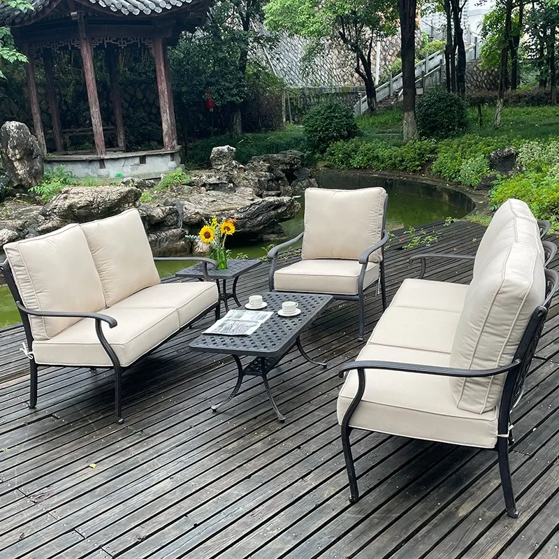 Cast Aluminum Patio Furniture Outdoor Garden Furniture Weave Sofa Set 5PCS