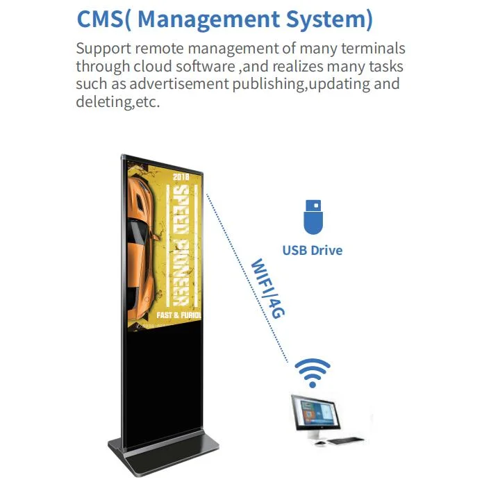 Custom White Vertical Advertising Screens 43 49 50 55 65 Inch Potable LCD Digital Signage TV Display with Camera