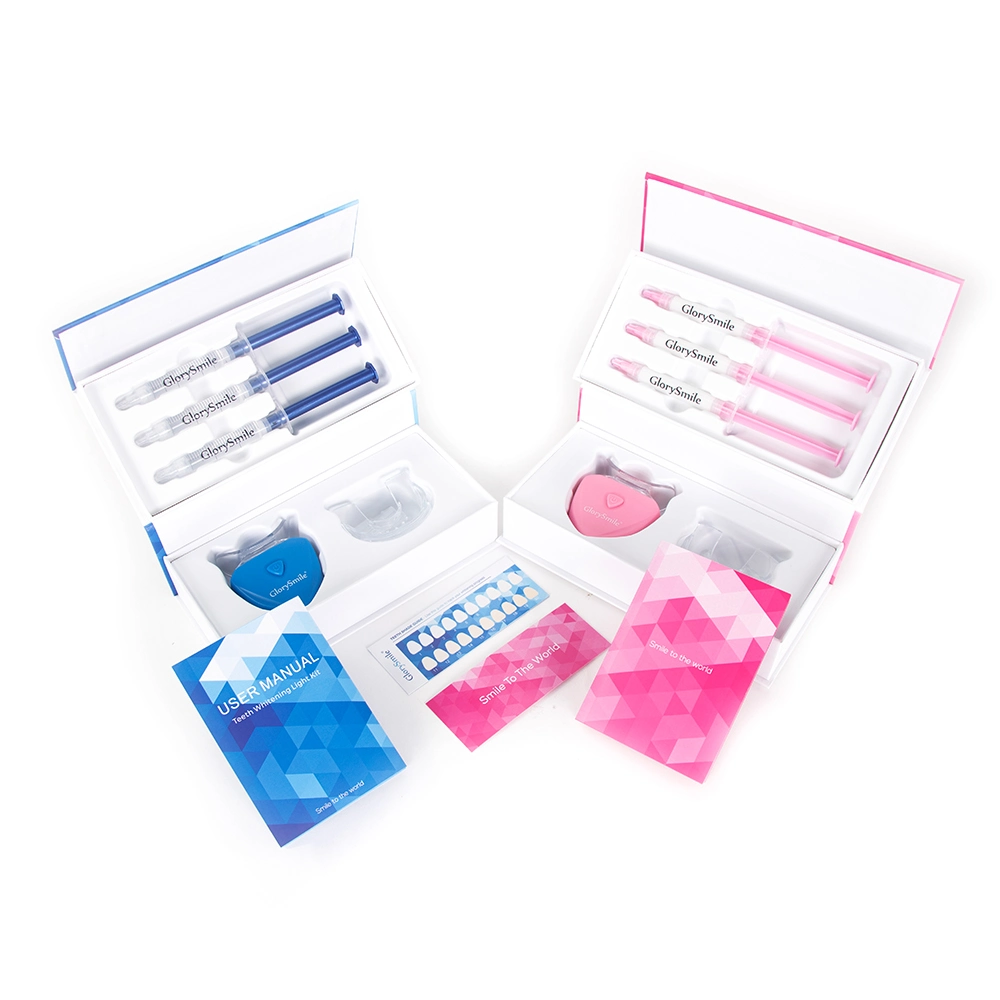 Luz LED azul Glorysmile Mini dispositivo blanco Inicio Sistema de Kit de blanqueamiento dental Blanqueamiento Gel Carbomer