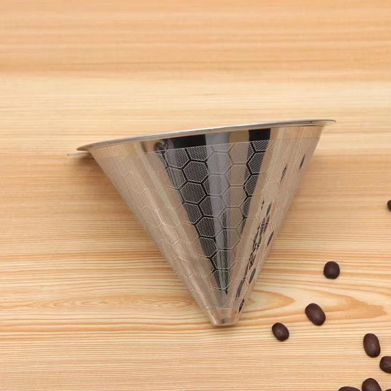 Kleine Größe Manuell Wiederverwendbarer Edelstahl Double Mesh Pour Over Kaffeemaschine