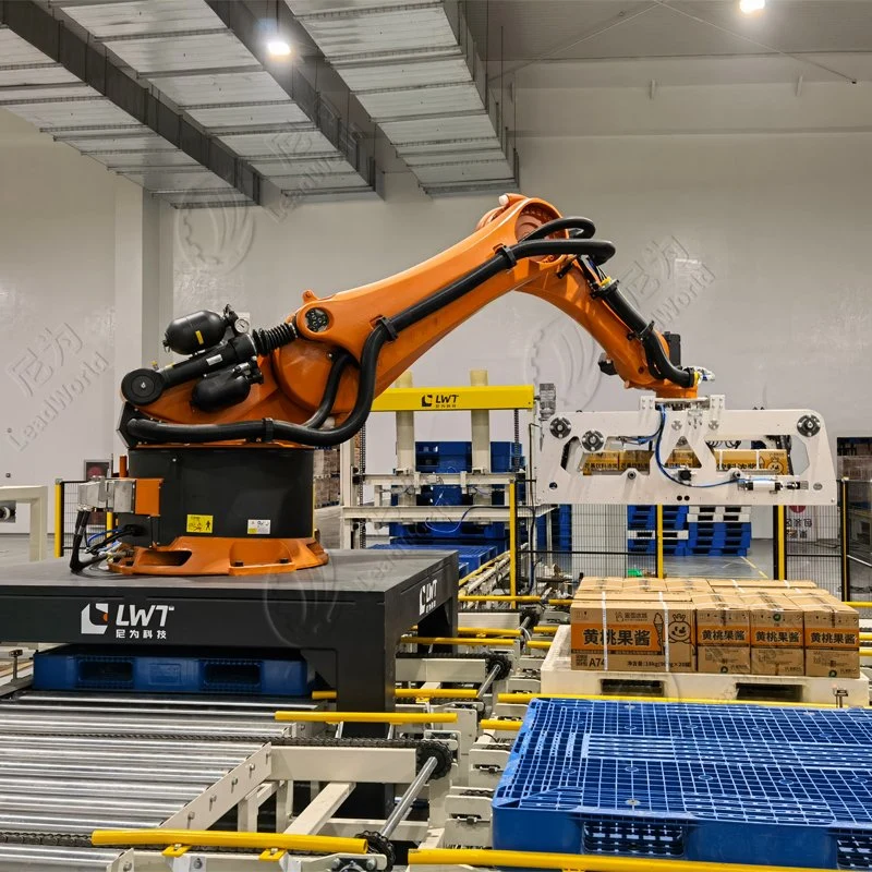 Máquina de paletizador de robots automáticos da Leadworld Carton Cartons enchidos com latas de paletizante