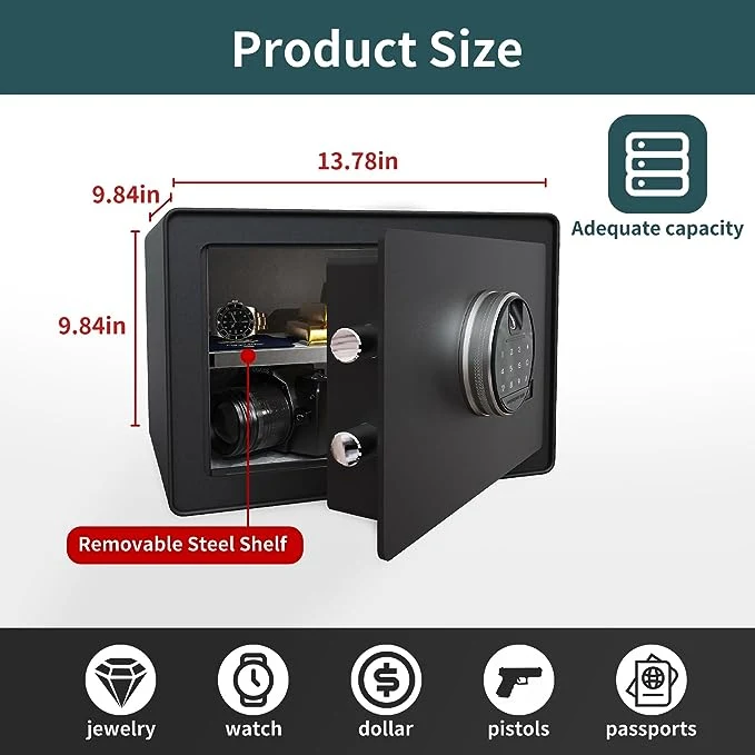 Mejor Banco de Casa Mini resistente al fuego Metal Digital Joyería Seguridad Bloquear Caja de seguridad de pistola secreta