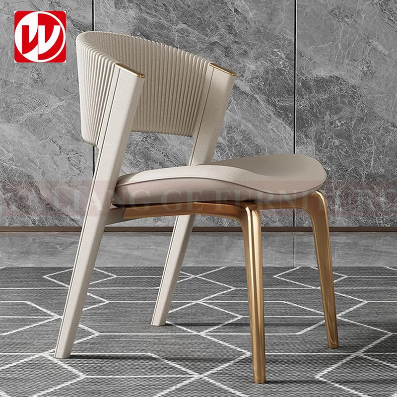 Chaises de salle à manger modernes de luxe Chaise de loisirs de salon en acier inoxydable doré Chaise de salle à manger à domicile.
