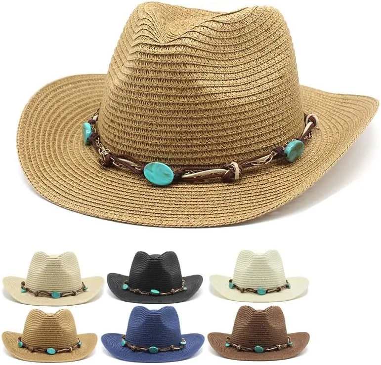 Cowboy Hut Band Kunstharz Stein Mode Western Gürtel Zubehör Einstellbar Hutband