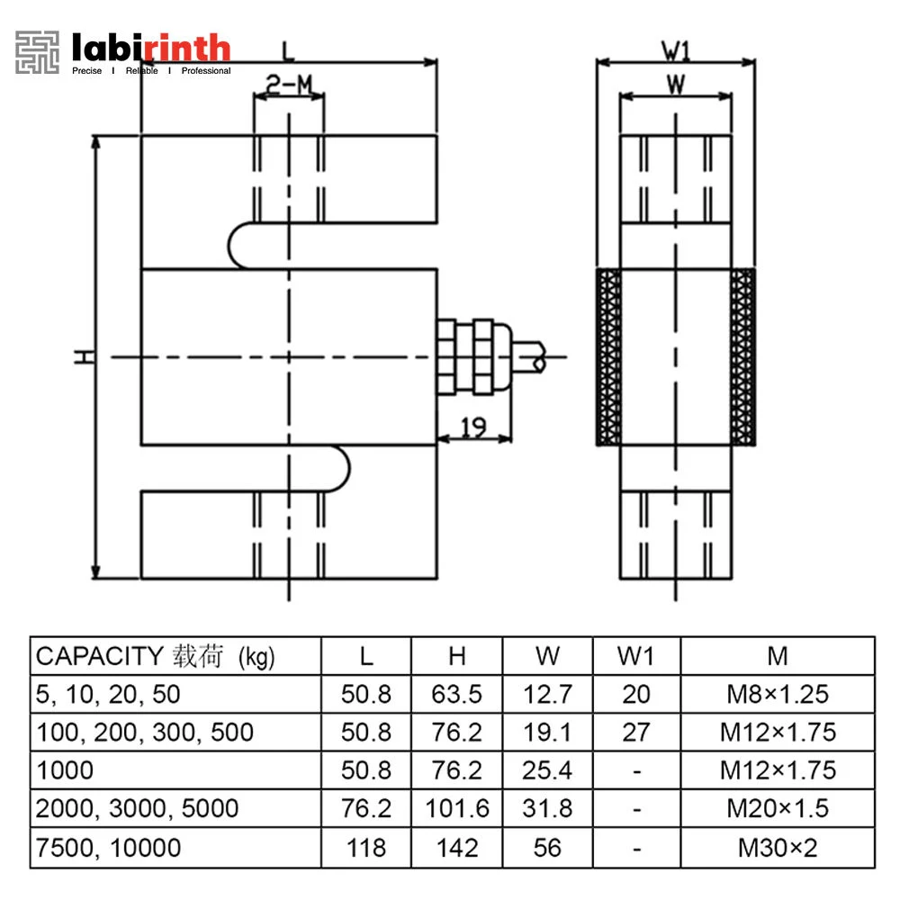 Stc Load Cell Type S Force Sensor 50kg Weigh Cell 2mv/V S Type Miniature Load Cell Weight Sensor for Conveyor Belt