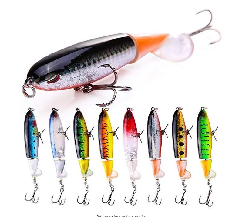 Hard Lure Fishing Lure Whopper Plopper with Floating Rotating Tail Top Water Bait Fresh Water Saltwater Plastic Lure Fishing Tackle Fishing Lures