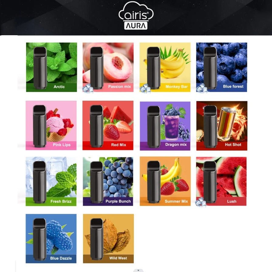 Multiple Flavours Choice Tragbarer Airis Aura Einweg-Vape Pen Kit Zerstäuber Großhandel/Lieferant i Vape