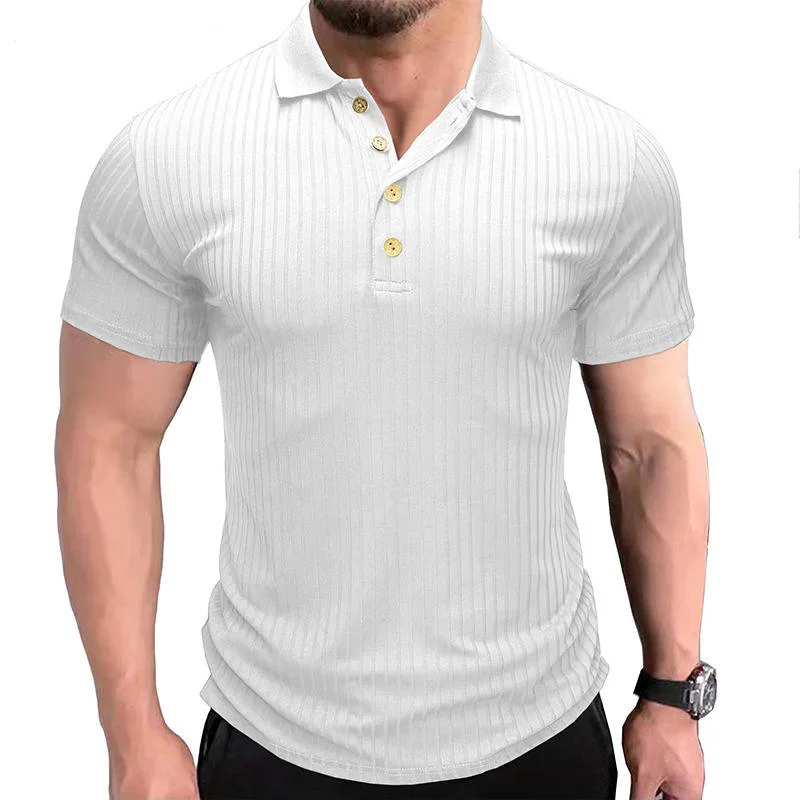 Polo Shirt for Men with Short Sleeve Stitching Lapel Top Bottoming Shirt Trendy T-Shirt