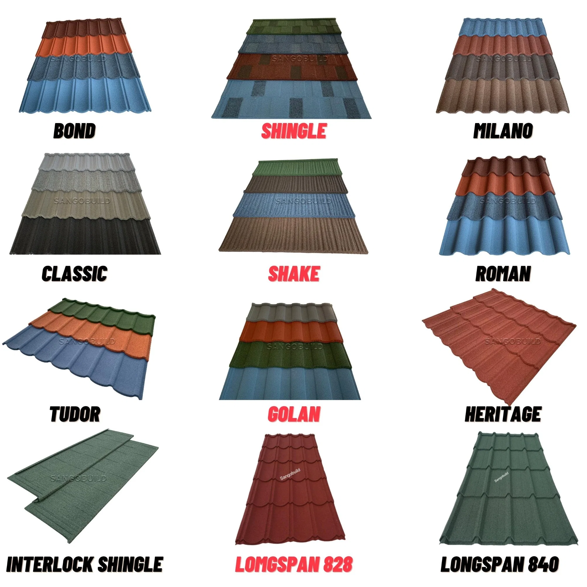 Shingles Roofing Roof Sheets Stone Coated Glazed Tile in Vietnam Saudi Arabia Togo Made in China