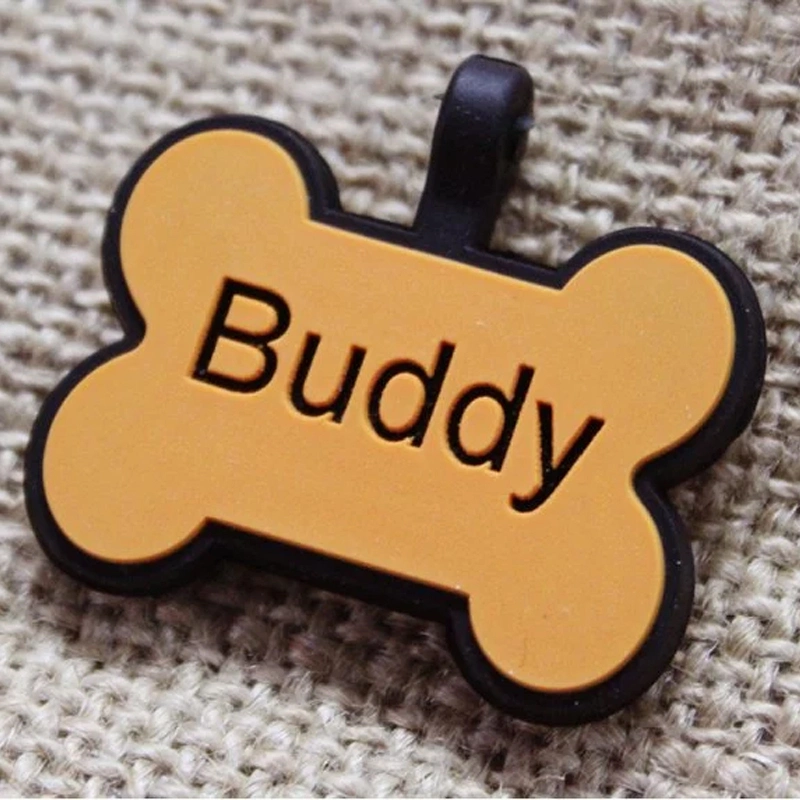 Round Personalized Silent Silicone Pet ID Tag Sublimation Dog Name Tag