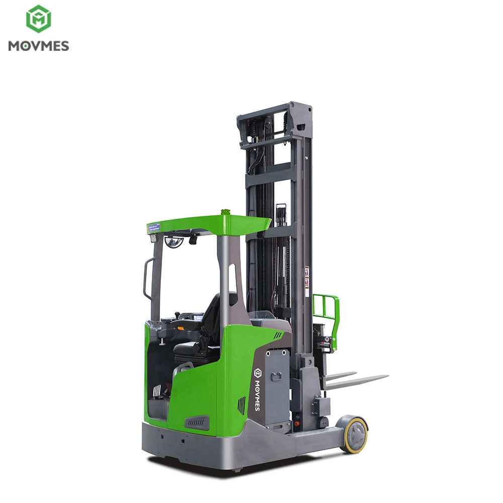 Movmes with 5-12.5m Maximum Lift/Lifting Height 1.5t 2t 2.5t 3t Retractable Forklift Stacking Electric Reach Truck Price for Narrow Aisles/Pallet