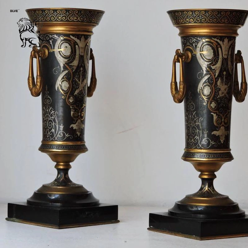 Wholesale Chinese Luxury High Quality Cast Metal Bronze Antique Brass Flower Vase for Home Villa Garden Decoration Bfc-030