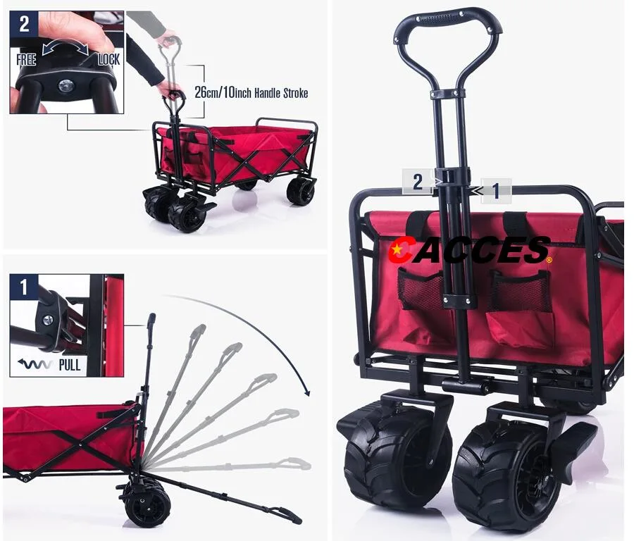 All Terrain Utility Folding Wagon, Collapsible Garden Cart,Heavy Duty Beach Wagon,Trolley Trailer for Shopping, Camping, Sports, Fishing and Outdoor Activities