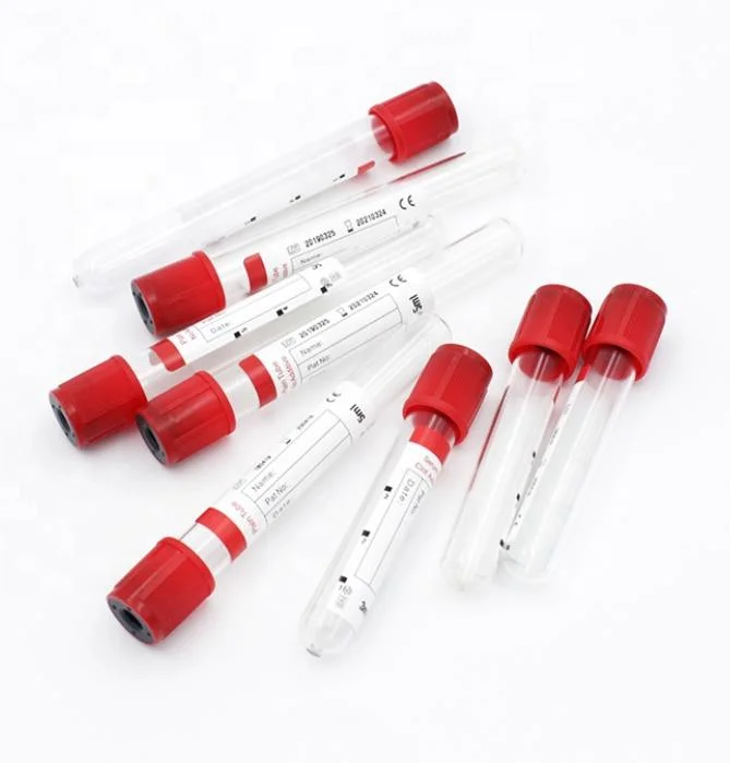 Disposable Medical Pet Plain Red Cap Vacuum Blood Collection Tube