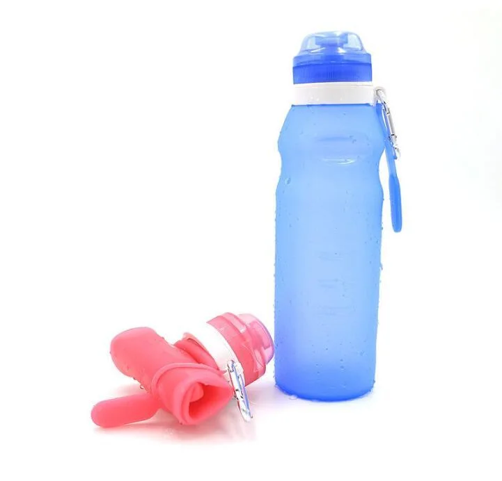 Bicycle Bottle 600ml Collapsible Foldable Silicone Drink Sports Mineral Water Bottle Travel Camping Wyz11749