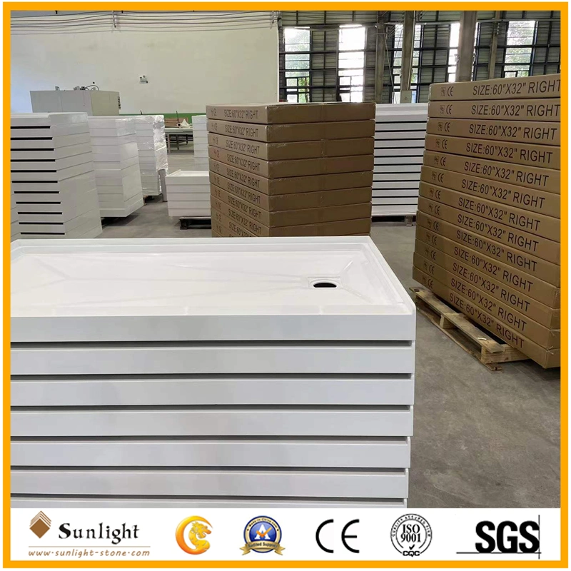 Customize Solid Surface Non-Slip Cultured Marble/SMC Shower Panel SMC Shower Pan/Shower Base/Shower Tray for Hotel Bathroom