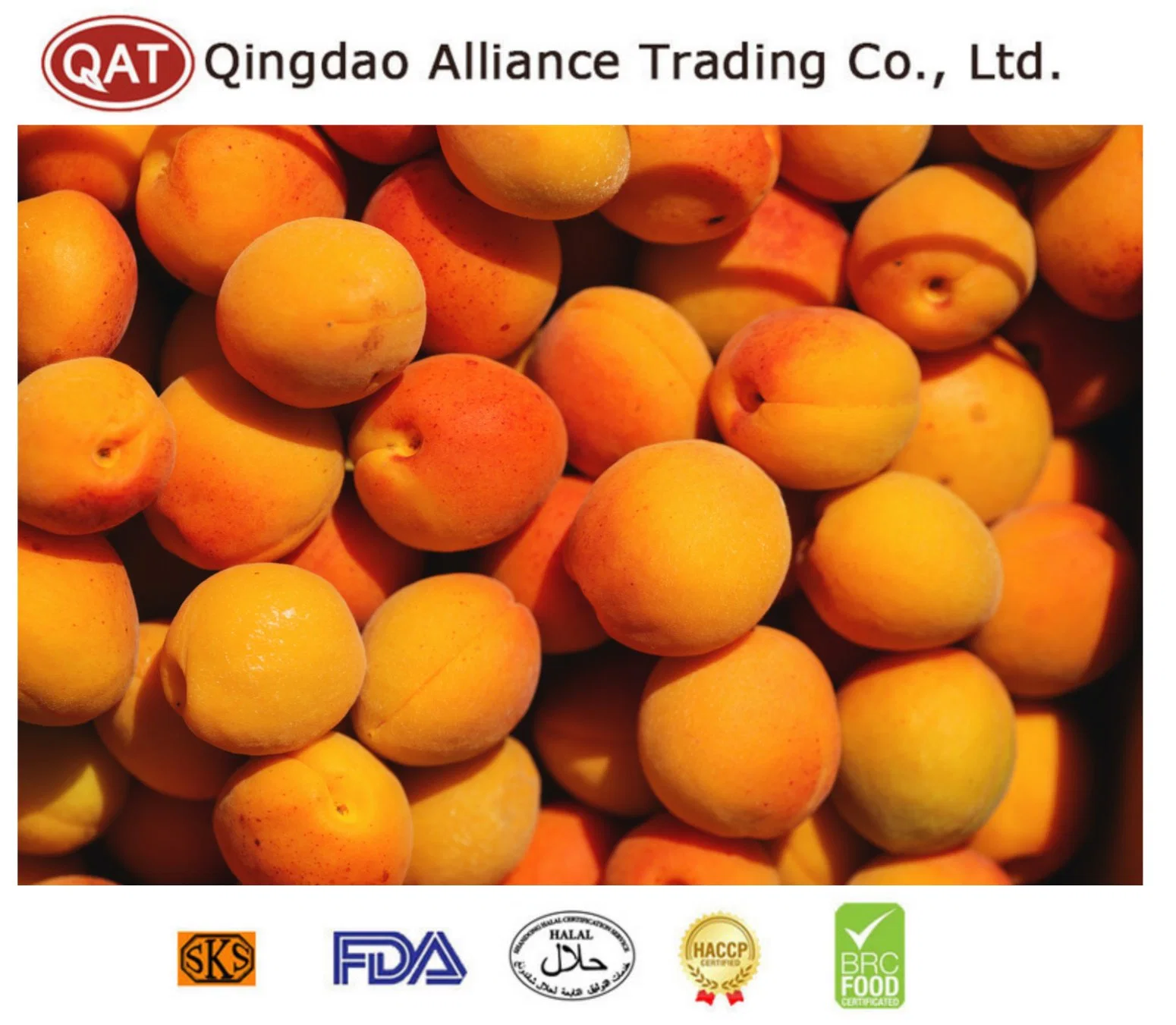 Gran valor IQF Frutas congeladas Apricot Dados exportados a Europa Desde China