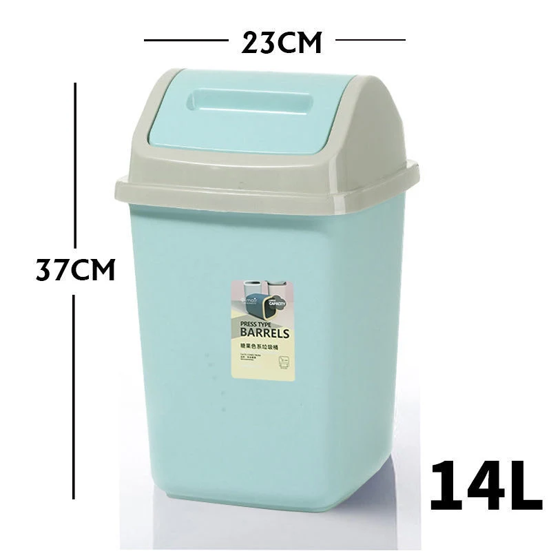 Large Capacity Household Garbage Bin Home Office Solid Color Waste Bin Shaking Lid Trash Can