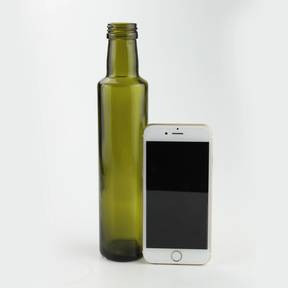 Empty Green Dark Glass Bottles for Olive Oil Vinegar or 250 Ml Label Printing Olive Oil Bottle Dispenser Easy Pour Spout Set