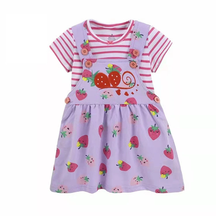 European and American Trend Baby Girl Sling Skirt Short Sleeve Two-Piece 2-Piece Set Soft Treatment Skin-Friendly Baby Summer Dress