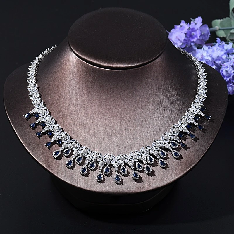 Four Piece Necklace Earring Ring Bracelet Zircon Jewelry Set Bridal Wedding Set