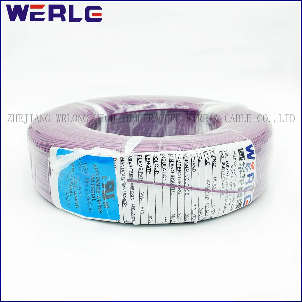 UL 1007 28AWG PVC Purple Insulated Tinned Copper Electrical Electronic Electric Fiber Optic Cable