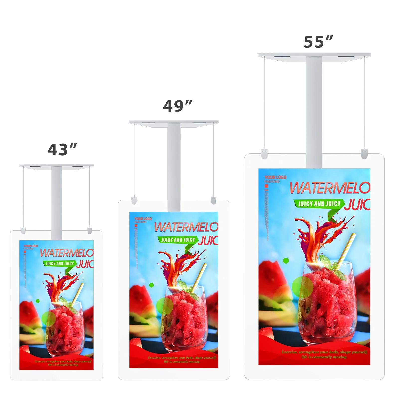 55' Indoor Transparent Hanging Ceiling Double Side Booth LCD Display Retail Store Window Display