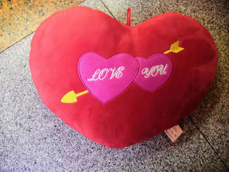 Heart Shaped Embroidered Throw Giving Pillow for Valentine Day