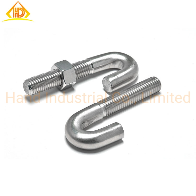 M3 M4 M6 M8 M10 M12 Stainless Steel 304 316 U Type Bedning L I Eye Hook Bolta2 A4 Carbon Steel Zinc Plated J Bolt