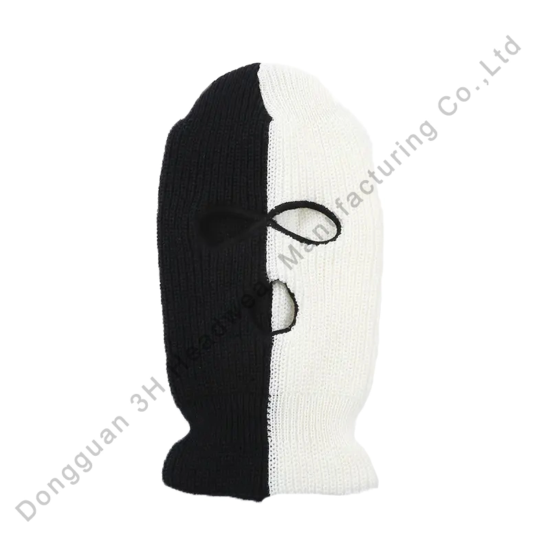 Fabricante Diseñador 3 agujero Máscara de esquí punto grueso Gorras de invierno Personalizada dos tonos Balaclava Beanie sombreros