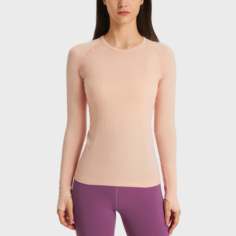 2023 Lulu Новая женская спортивная футболка с длинным рукавом и круглым вырезом Футболка для бега Fitness тонкий дышащий Yoga