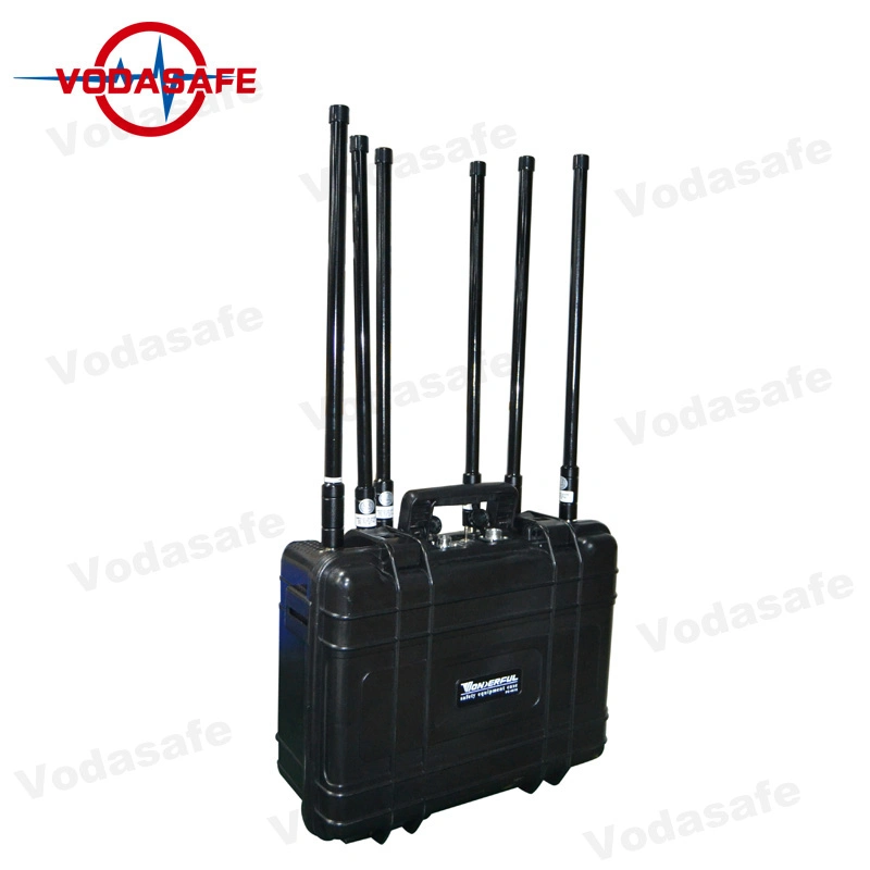 with Pelican Draw-Bar Box Drone Signal Jammer Blocker with High Power 80W Anti Drone Defense System